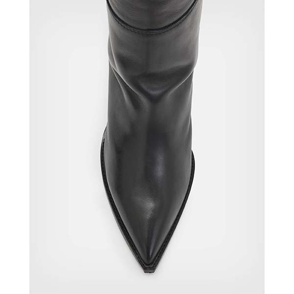 Allsaints Australia Womens Reina Over Knee Leather Heeled Boots Black AU08-502